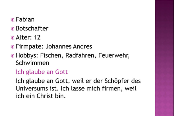 Präsentation Firmvorstellungsmesse